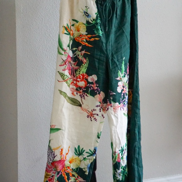 Alemais Green and Cream Floral Wide Leg Pants